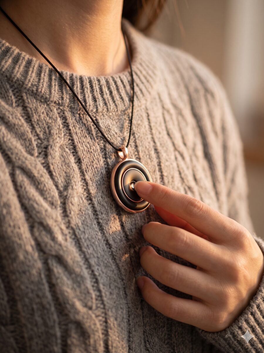 Step 1 — a craving hits, finger on the Pebble pendant